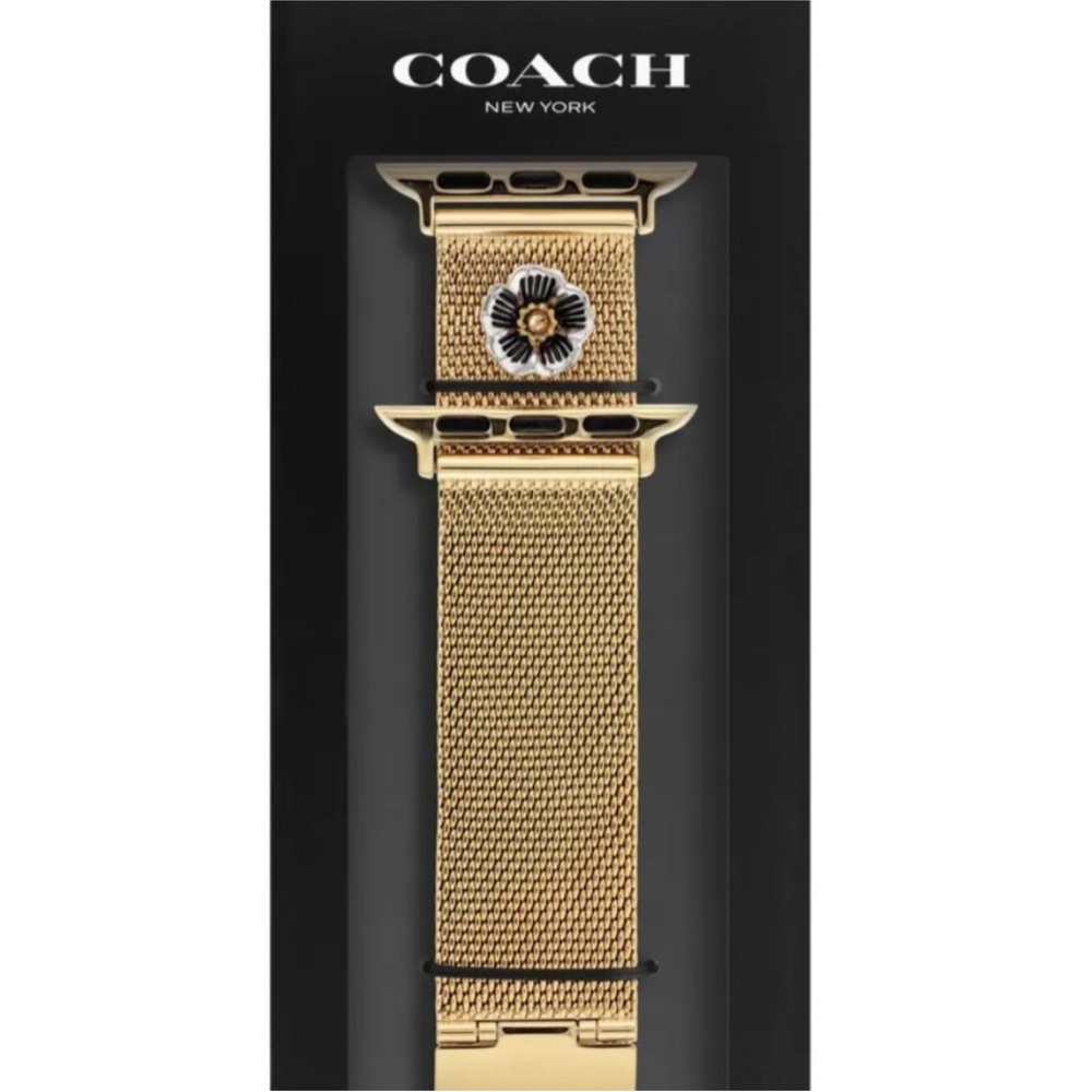 Coach Gold Mesh Watch Band with Flower